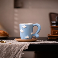 Light Blue Cloud Embossed Ceramic Mug