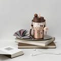 Brown Polka Dot Bow Water Cup With Strap