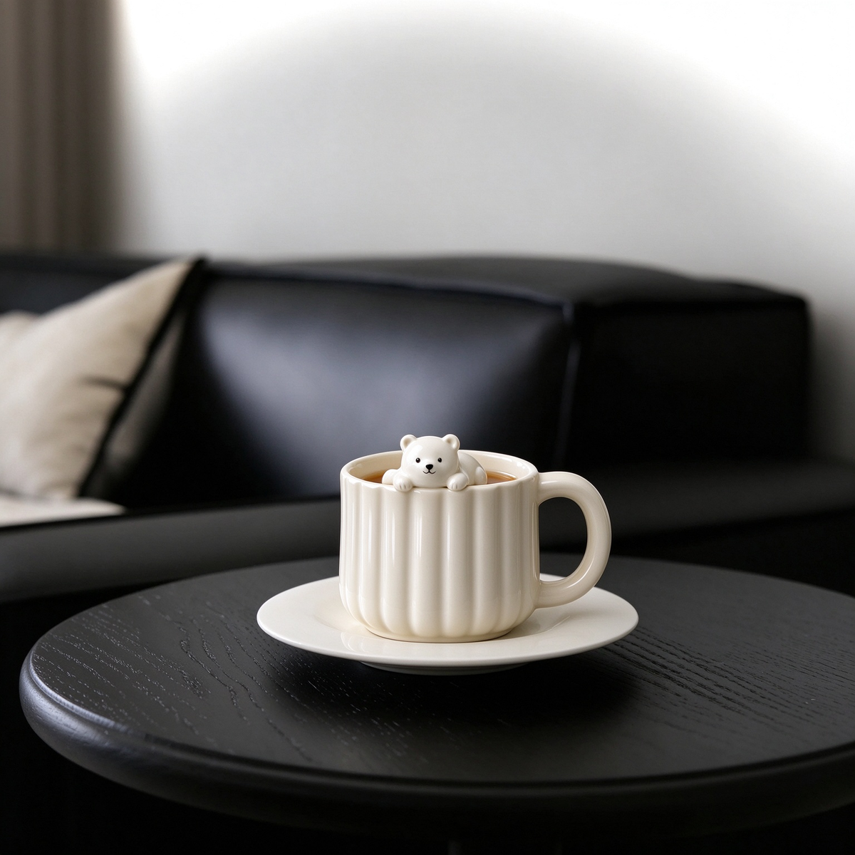 3D Polar Bear Ribbed Ceramic Mug