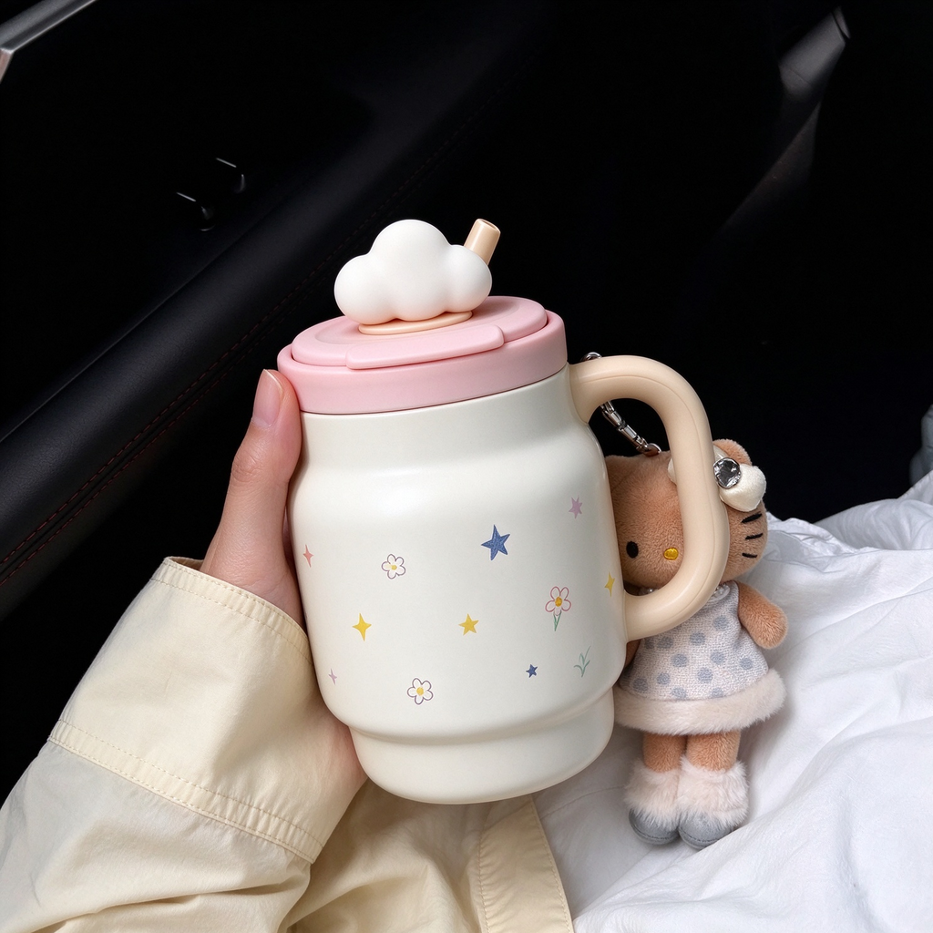 Cloud Topper Star Flower Handle Mug