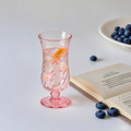 Pink Swirl Floral Footed Glass