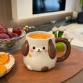 Cute 3D Puppy Ceramic Mug With Bone Handle Decor