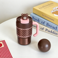 Brown Bear Topper Heart Pattern Tumbler
