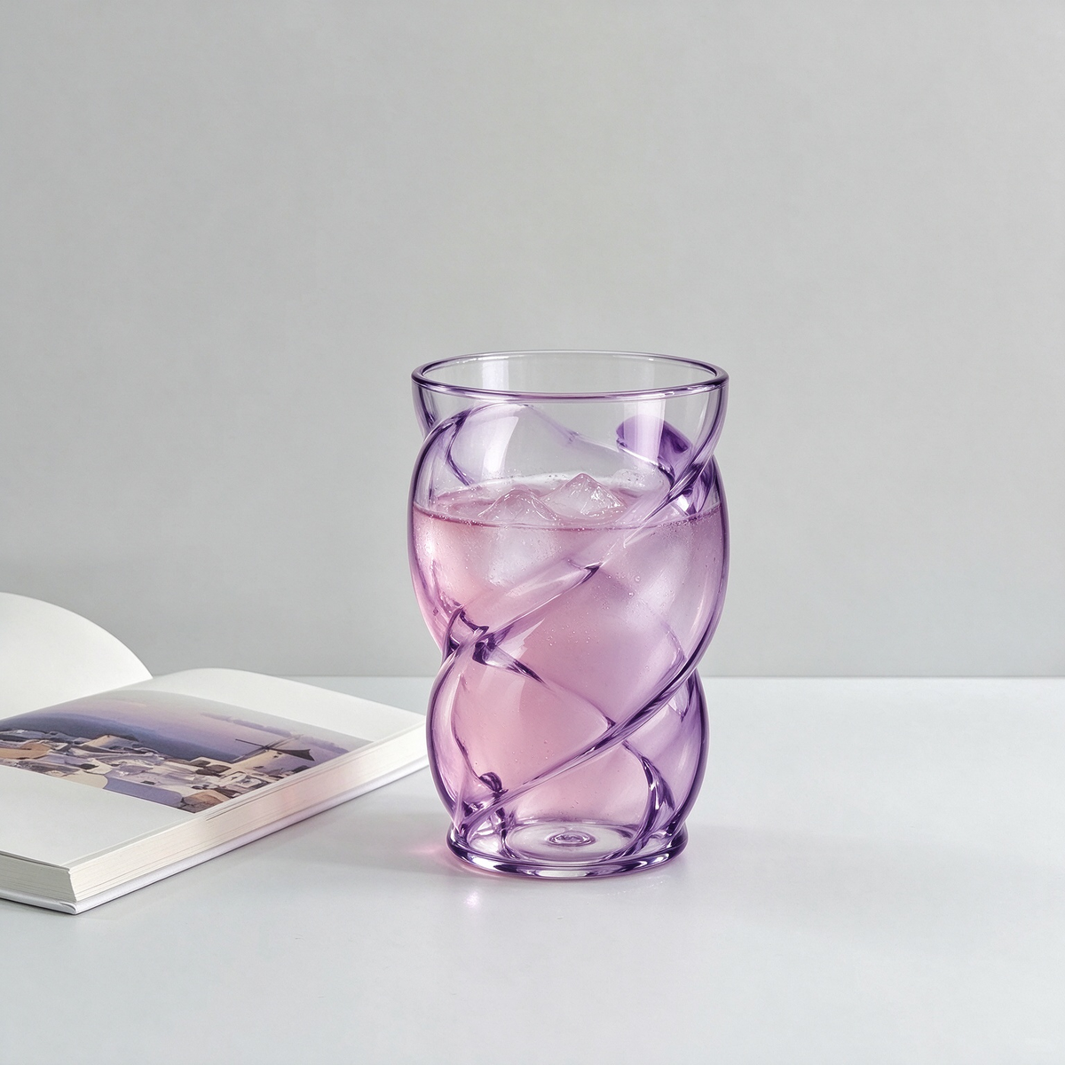 Purple Twisted Swirl Glass Cup