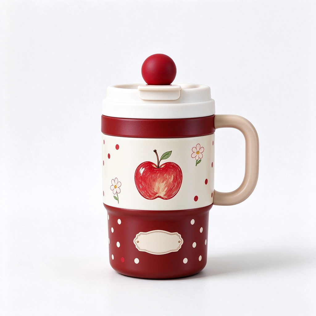 Red Apple Polka Dot Handle Tumbler