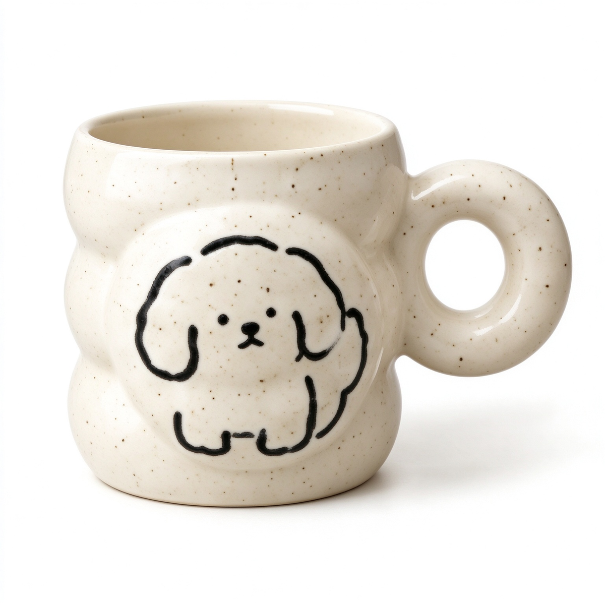 Speckled Cartoon Puppy Ceramic Mug
