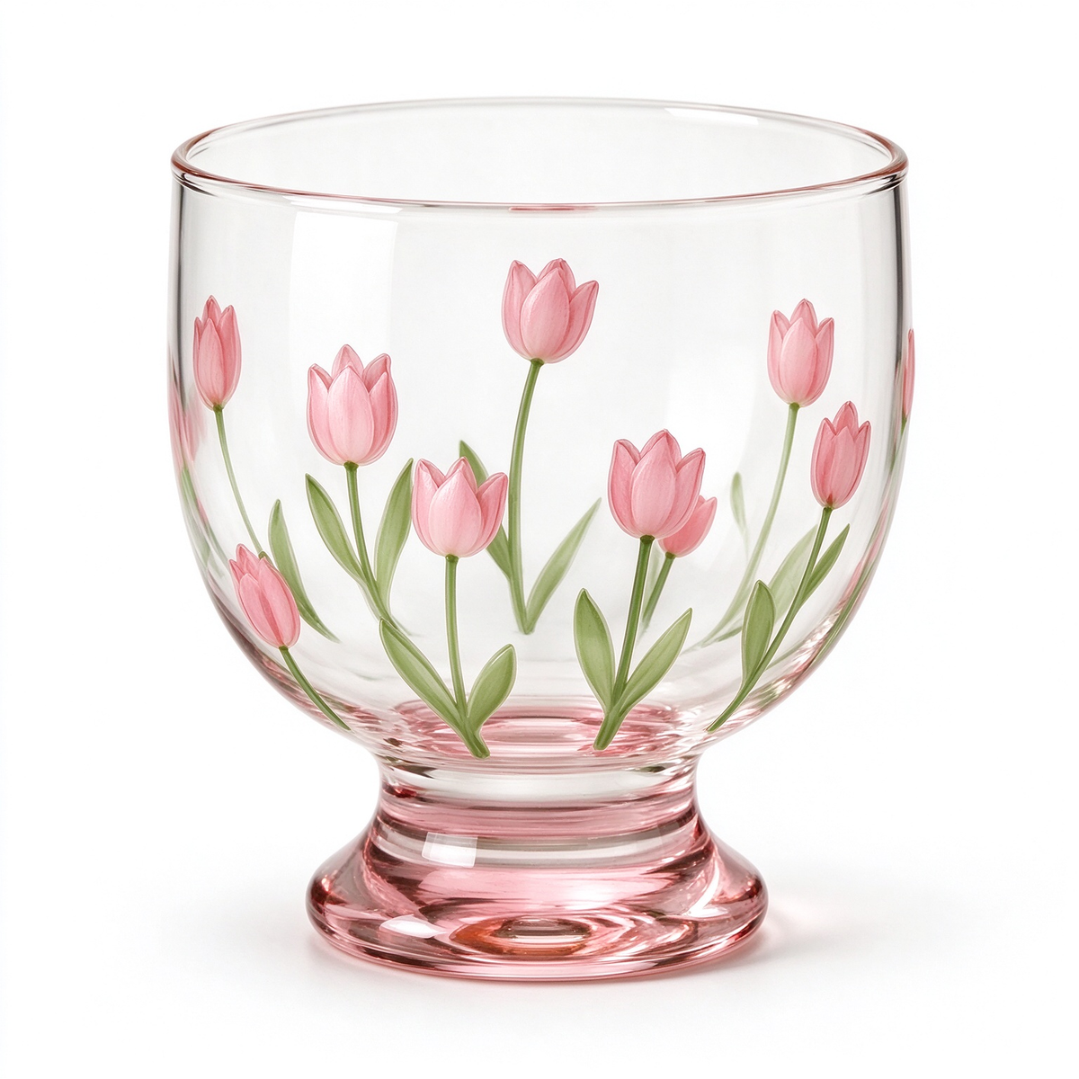 Pink Tulip Footed Glass Cup