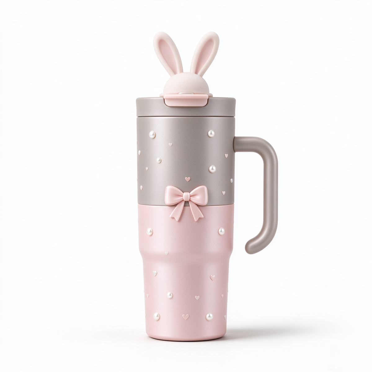 Pink Pearl Bow Bunny Ear Tumbler