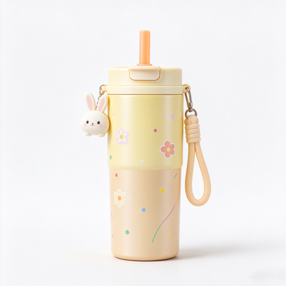 Yellow Flower Bunny Charm Insulated Cup