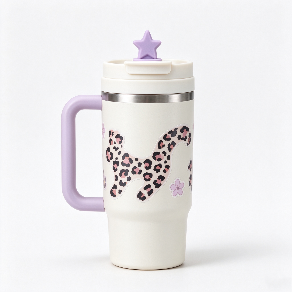 Leopard Puppy Star Topper Handle Tumbler