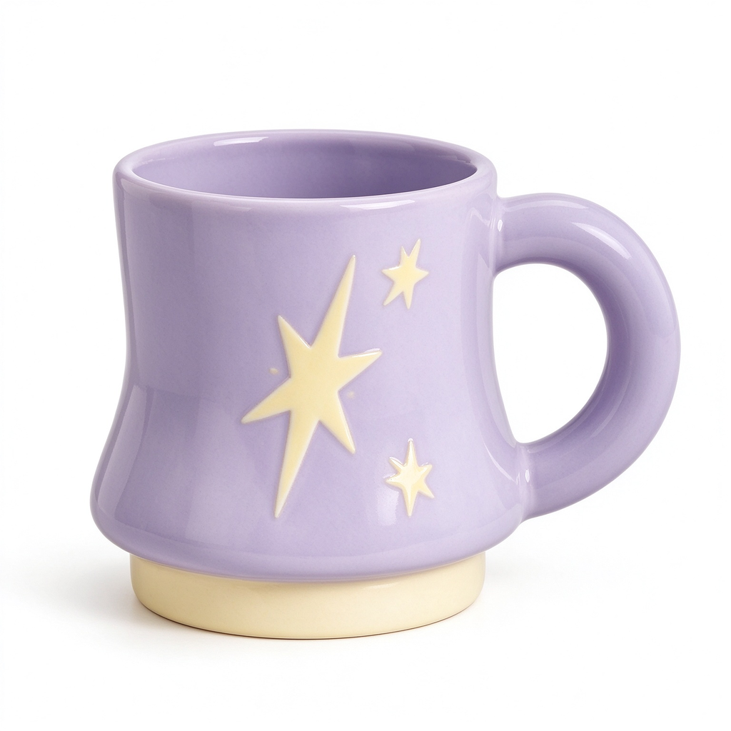 Lavender Star Embossed Ceramic Mug