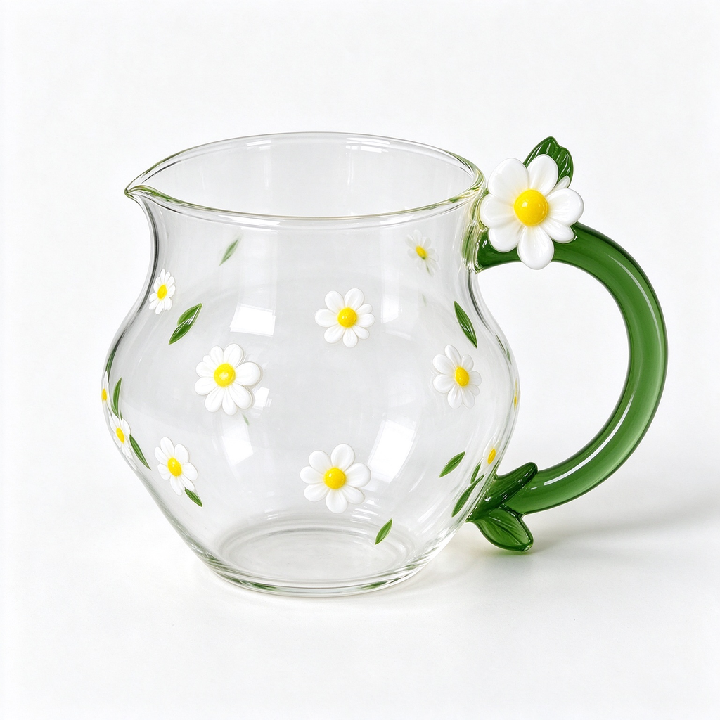 Daisy Accent Curved Glass Pitcher Mug
